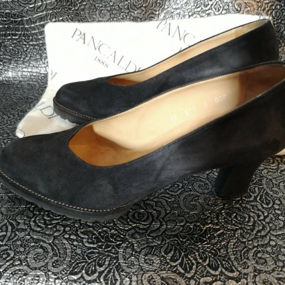 Vintage Authentic PANCALDI Platform Pumps. Black Suede from Late 80s Italy - Picture 7 of 12